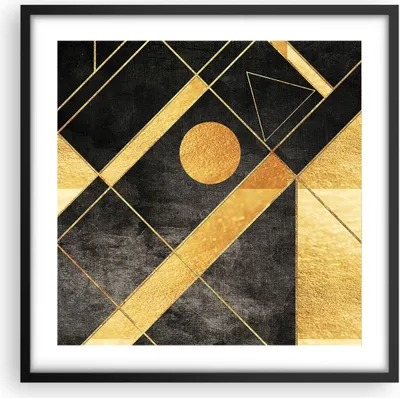 Produktbild von Gerahmtes Poster - Schwarzer Rahmen - Golden Schwarz Figuren - 50x50 cm - Wand Bild - Wanddeko - Wandbilder - Kunstposter - Wandposter - Bilderrahmen - Bilder - Kunstdruck - P2BAC50x50-5089