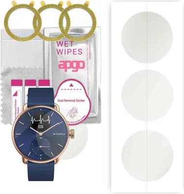Produktbild von apgo 3 Stück Schutzfolie, Matt, kompatibel mit Withings ScanWatch Hybrid 3700546707261 Smartwatch, Hydrogel Displayschutzfolie mit Positionierhilfe, Displayfolie, robust und kratzfest