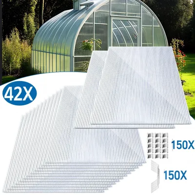 Produktbild von ISOISL 42 Stück Polycarbonat Hohlkammerstegplatten Ersatzplatten für Garten Treibhaus 1210x605x4mm ca. 30,75 m² Doppelstegplatte Stegplatte Gewächshausplatte