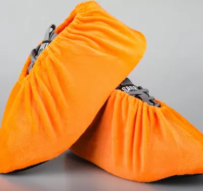 Produktbild von 1 Paare Schuhüberzieher Anti-Rutsch Sohle Flanell Schuh Bedeckung Staubfrei Überschuhe für Haushalt Wiederverwendbar&Waschbare-orange