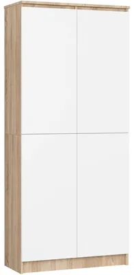 Produktbild von Akord Schrankregal 2-Türig 8 Regalböden Sonoma-Eiche/Weiß 80X35X180 Cm