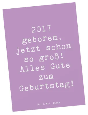 Produktbild von Mr. & Mrs. Panda Postkarte Spruch 2017 Geburtstag - Lavendeltraum - Geschenk, Geburtsjahr, Grußkarte, Liebesvolle Geschenke, Happy Birthday, Erinnerungen, Alles Gute zum