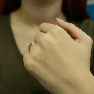 Produktbild von 0,43 Carat Diamant Solitär Ring Meisterstück 14 Karat Weißgold - 51 (16,20 mm)