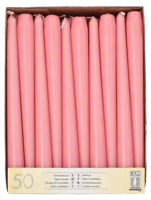 Produktbild von 100 Papstar Leuchterkerzen Ø 2,2 cm, 25 cm rosa 37616 Spitzkerzen Halterkerzen