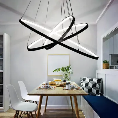 Produktbild von LED Pendelleuchte 2130-3black 40*60*80cm 3 Ringe mit Fernbedienung Lichtfarbe und Helligkeit einstellbar