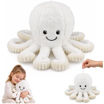 Produktbild von Plüsch-Oktopus, Kuscheltier mit elastischen Tentakeln, weiß, 50 cm