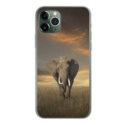 Produktbild von MuchoWow® Handyhülle Schutzhülle Hülle für iPhone 11 Pro Elefant - Tiere - Gras - Natur Silikon Softcase Handy Hülle - Handy