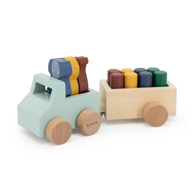 Produktbild von Trixie Holzspielzeugauto mit Tieren und Anhänger