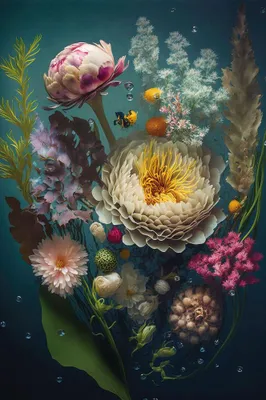 Produktbild von ArtUniverse Glasbild Water Flowers 80 x 120 cm