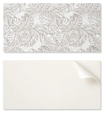 Produktbild von Selbstklebende Vinylplatte mit dekorativem Aufdruck, 100 x 50 cm, Blattmuster in Linien