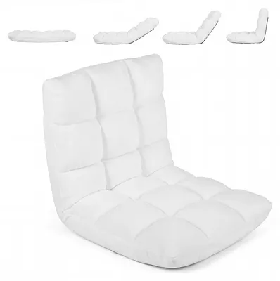 Produktbild von KOMFOTTEU Bodenstuhl, Bodensessel mit Verstellbarer Rückenlehne (Weiß) | Bodensofa Klappbar, Relaxsessel Gepolstert mit Liegefunktion, Meditationsstuhl, Floor Chair für Zuhause & Freizeit