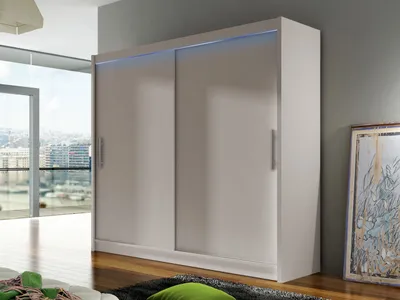 Obrázek produktu pro Šatní skříň 180 cm s posuvnými dveřmi a LED osvětlením FLORENCIO 1 - kašmír