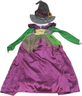 Produktbild von Widmann Kinderkostüm Hexe Kleid Hut Halloween Karneval Mottoparty
