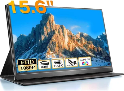 Produktbild von Portable Monitor 15.6 Inch 1920 x 1080 FHD Tragbarer Monitor IPS Display with Mini HDMI/USB C Built-in Speaker Eye Care Screen for PC, Laptop
