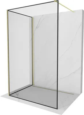 Produktbild von Mexen Kioto Walk-in Duschwand 140x90 cm, Schwarz/Gold, 2-teilig