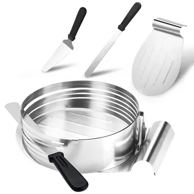 Produktbild von Jayseuw Torten Set Tortenboden-Schneidhilfe Ø23/30 cm, Torten-Set mit Tortenmesser & Tortenhebeboden 4tlg