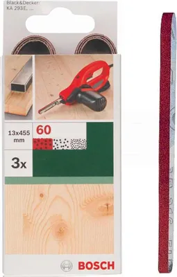 Produktbild von Bosch 3 Schleifbänder für B+D Powerfile KA 293E 13 x 451 mm, K 60, Holz Metall