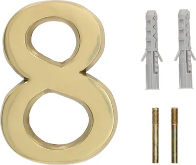 Immagine prodotto di KOTARBAU® Numero civico 3D "8" in ottone Numero di porta da 10 cm per case, complessi residenziali, hotel, appartamenti 100% ottone