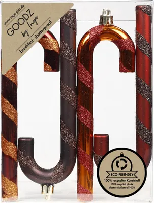 Produktbild von Christbaumschmuck Zuckerstangen 14cm Kunststoff 4er Set - Flame Mix