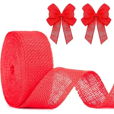 Produktbild von Juteband Rot 4cm Breit 10 Meter Sackleinen Decoband für Basteln und Deko