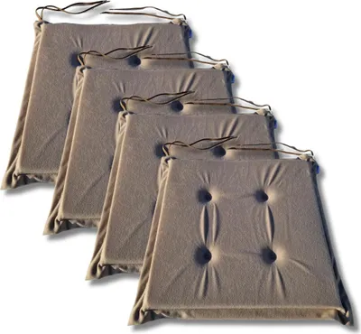Obrázek produktu pro Sada 4 ks polštářů na židli 40x40x3 cm vzor 1009 - měkké sedáky 40x40 cm s úvazky
