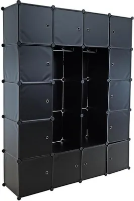 Produktbild von Regalsystem Würfelregal Steckregal mit Kleiderstange Regal Kunststoff Schwarz