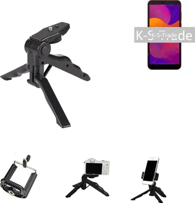 Produktbild von K-S-Trade Stativ Tisch-Ständer Dreibein Handy-Stativ Ständer kompatibel mit Huawei Y7 (2018) Mini-Stativ Smartphone Tripod Handy-Stativ aus Plastik