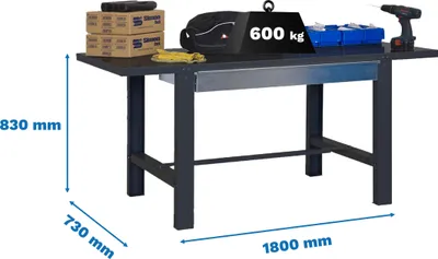 Immagine prodotto di Simonrack Banco da lavoro SIMONWORK BT6 BOX anthrazit 1 Schublade 180,0 x 73,0 x 83,0 cm