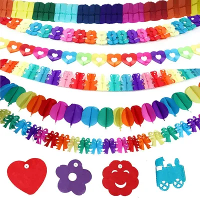Productafbeelding van Gordijnen, vlaggenlijnen van papier, 10 stuks, voor feestdecoratie, binnen en buiten