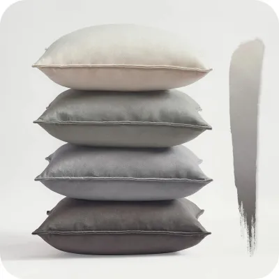Produktbild von 4er-Set Kissenbezüge, 60 x 60 cm, grauer Samt mit Farbverlauf, für Sofa, Schlafzimmer, Wohnzimmer, Balkon, weich