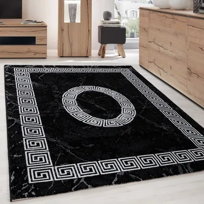 Produktbild von Teppich mit feiner Linienstruktur - perfekt für Wohnzimmer, Schlafzimmer oder Büro, Größe: 160 x 230 cm, Farbe: Schwarz-9