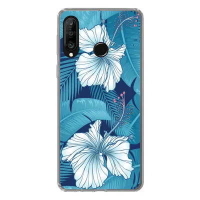 Produktbild von MuchoWow® Handyhülle Schutzhülle Hülle für Huawei P30 Lite Tropisch - Blumen - Blau Silikon Softcase Handy Hülle - Handyhülle