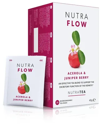 Produktbild von NutraTea NutraFlow Kräutertee mit Acerola und Wacholderbeeren, 20 Teebeutel