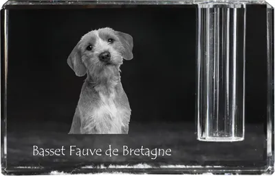Produktbild von Basset Fauve de Bretagne - Stifthalter, Kristallorganizer mit Hundefoto, einzigartige Schreibtischdekoration der Marke Art-Dog