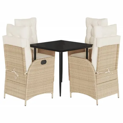 Produktbild von vidaXL 5-tlg. Garten-Essgruppe mit Kissen Beige Poly Rattan