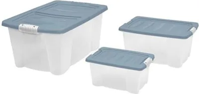 Produktbild von Allzweck-Stapelbox 3er-Set mit Deckel Aufbewahrungsbox Rollenbox Spielzeugkiste