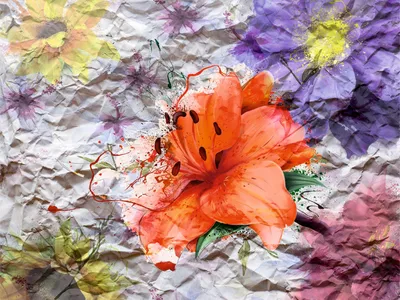 Image de Sanders & Sanders papier peint panoramique fleurs orange, violet et jaune 375 x 270 cm
