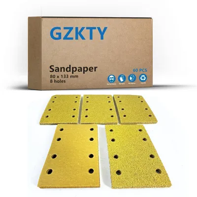 Immagine prodotto di Set di carta abrasiva Klett, 60 fogli, 80x133 mm, 7 grane (40-320), per levigatrici orbitali
