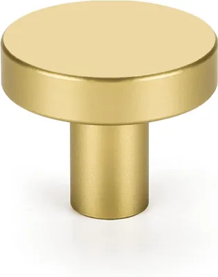 Produktbild von 4 goldene Möbelknöpfe, runde Knöpfe, Aluminium, einlochige Möbelknöpfe, goldene Schubladenknöpfe, Kommodenknöpfe, Schrankknöpfe mit Schrauben