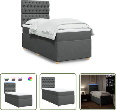 Produktbild von The Living Store Boxspringbett mit Matratze Dunkelgrau 90x200 cm Stoff