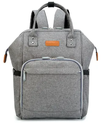 Produktbild von Wickelrucksack grau, für unterwegs, große Kapazität, mit Thermotasche und 2 Kinderwagenriemen