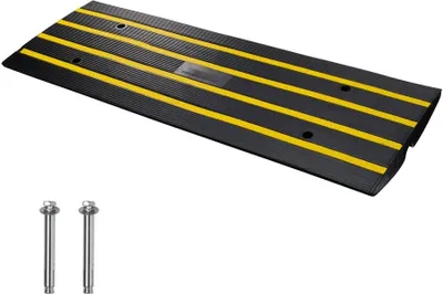 Produktbild von Rampenexperte® - Gummischwellenrampe - Belastbarkeit 15Tonnen - Bordsteinüberfahrtrampe mit Kanal 5,5x3,5cm - Rollstuhlrampe 122x40,5x6,5cm - Auffahrrampe für unebene Böden und Bordsteinkanten.