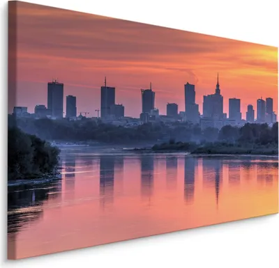 Produktbild von Fabelhafte Canvas LEINWAND BILDER 40x30 cm XXL Kunstdruck Warschau Sonnenuntergang