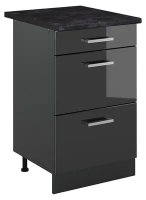 Produktbild von Küchenunterschrank Vicco R-Line Anthrazit Hochglanz/Anthrazit 50 cm Arbeitsplatte Anthrazit, Model 69779