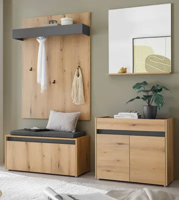 Produktbild von Garderobe Set 5-teilig "Center" in Evoke Eiche und grau Garderobenkombination 190 x 200 cm