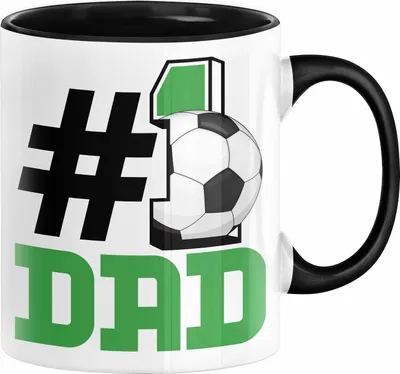 Produktbild von Fußball-Trainer Fußballer Nummer 1 Dad Vater Tasse Geschenk Fußball Papa Geschenkidee Bester Papa Der Welt Vatertag Lustige Geschenkidee (Schwarz)