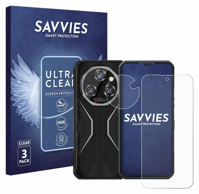 A product shot of a phone case and screen protector packaging.