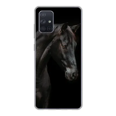 Produktbild von MuchoWow® Handyhülle Schutzhülle Hülle für Samsung Galaxy A51 5G Pferd - Tiere - Schwarz - Porträt Silikon Softcase Handy Hülle - Abbildung