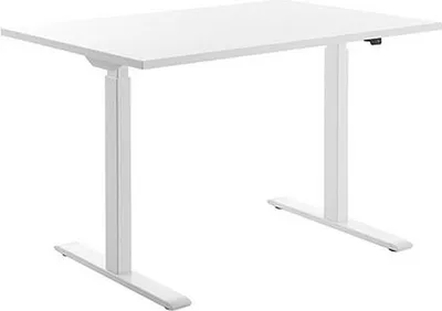 Produktbild von Topstar E-Table elektrisch höhenverstellbarer Schreibtisch weiß rechteckig, T-Fuß-Gestell weiß 180,0 x 80,0 cm