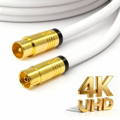 Produktbild von 5 m Antennenkabel für TV Kabelfernsehen HD 4K 135dB Koaxial Kabel 5-fach geschirmt Weiß
